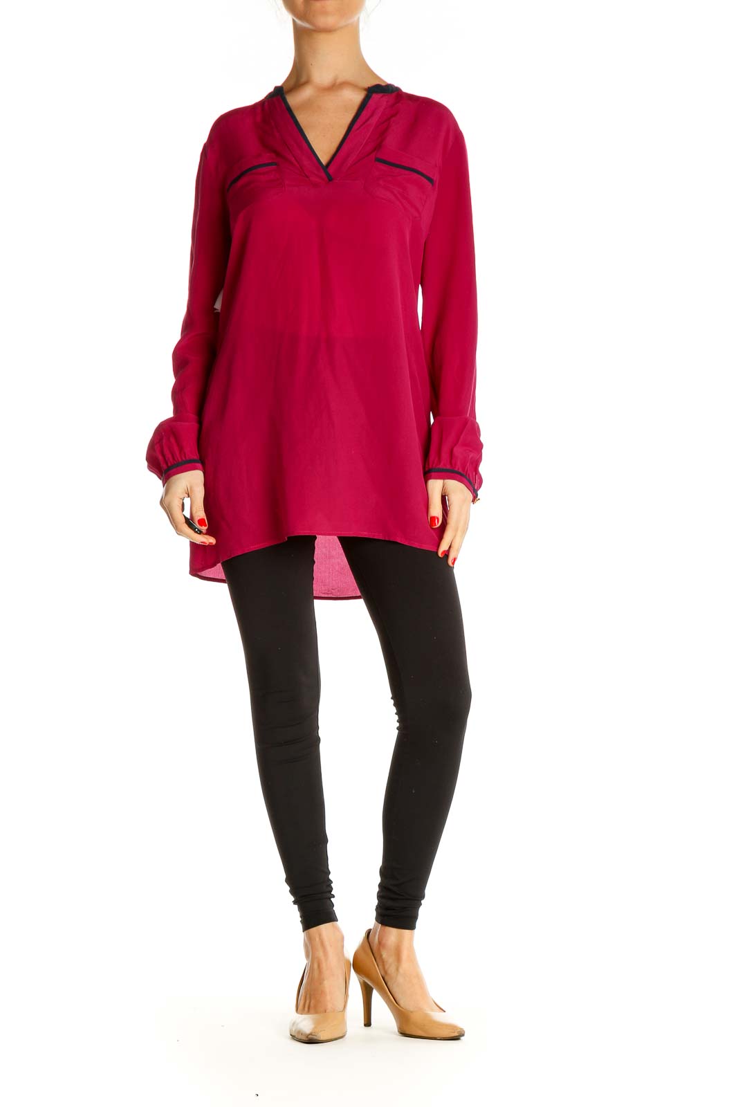 Red Solid All Day Wear Blouse