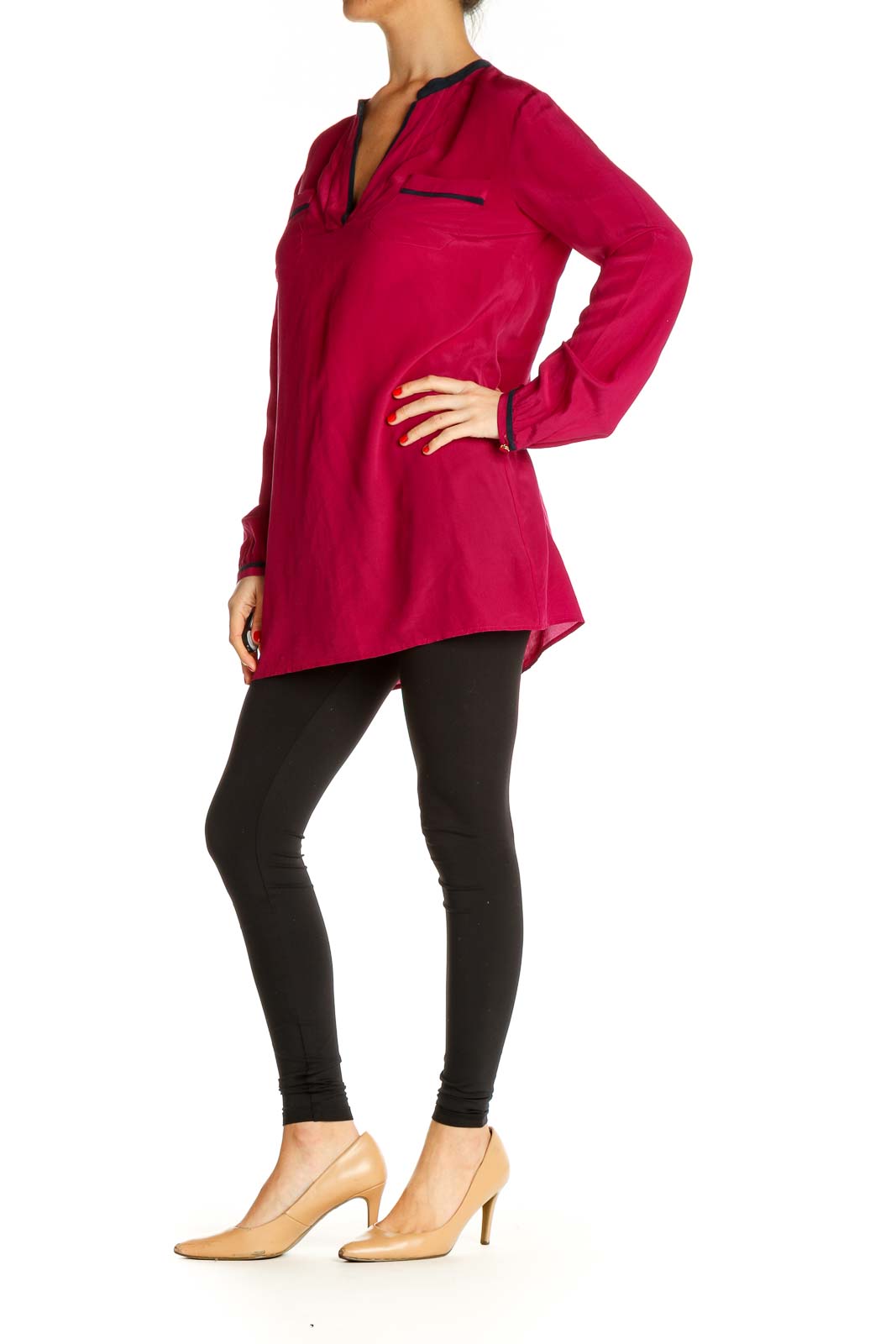 Red Solid All Day Wear Blouse