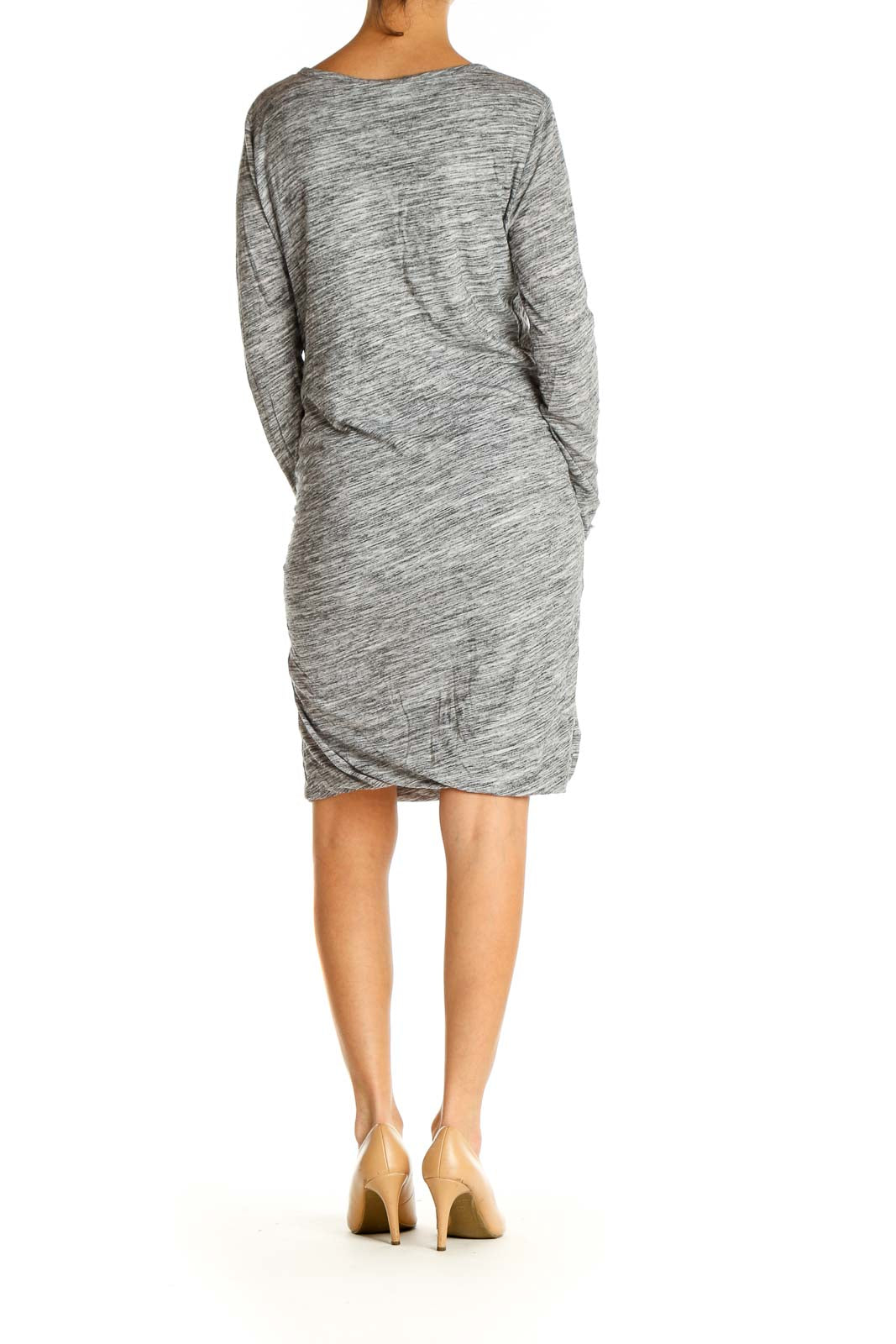 Gray Textured Classic Sheath Dress