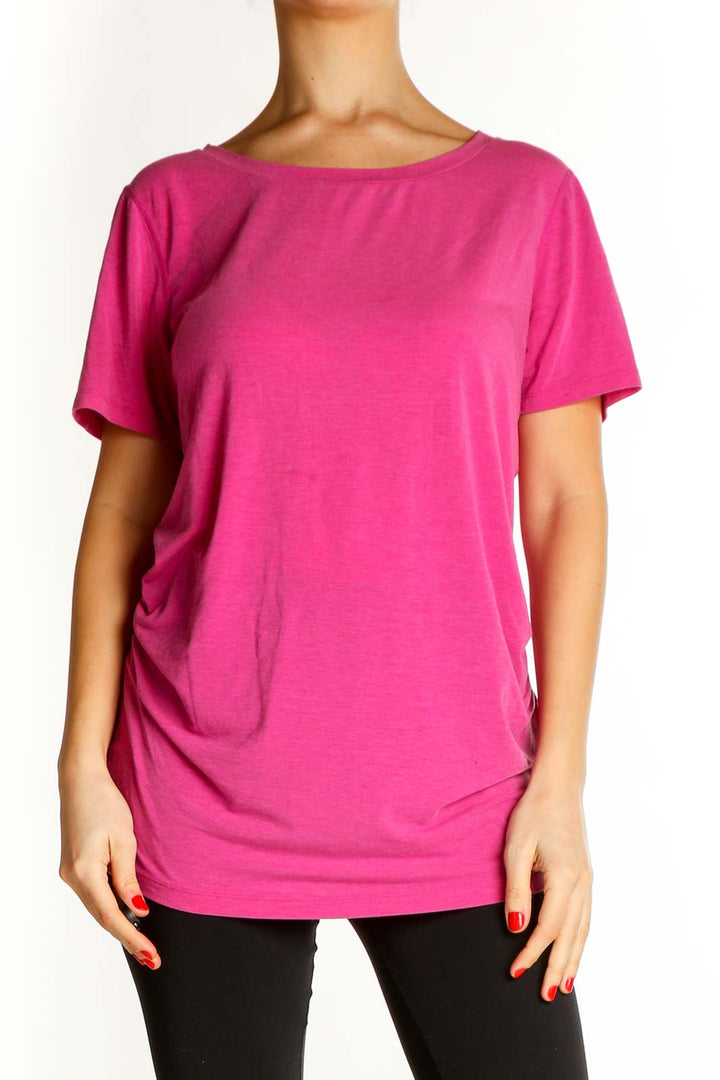 Pink Solid All Day Wear T-Shirt