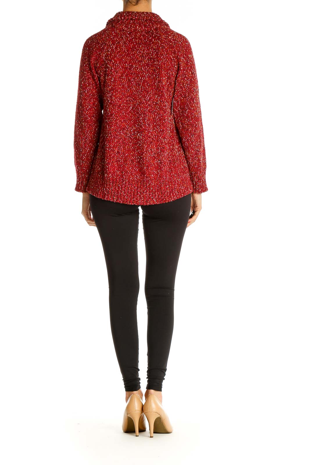 Red Textured All Day Wear Sweater