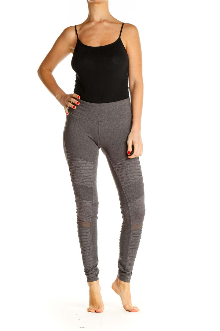 Gray Textured Activewear Leggings