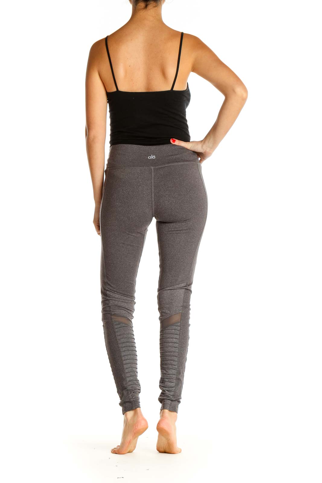 Gray Textured Activewear Leggings