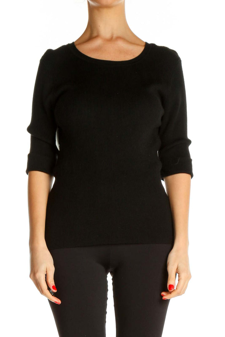 Black Solid All Day Wear Sweater