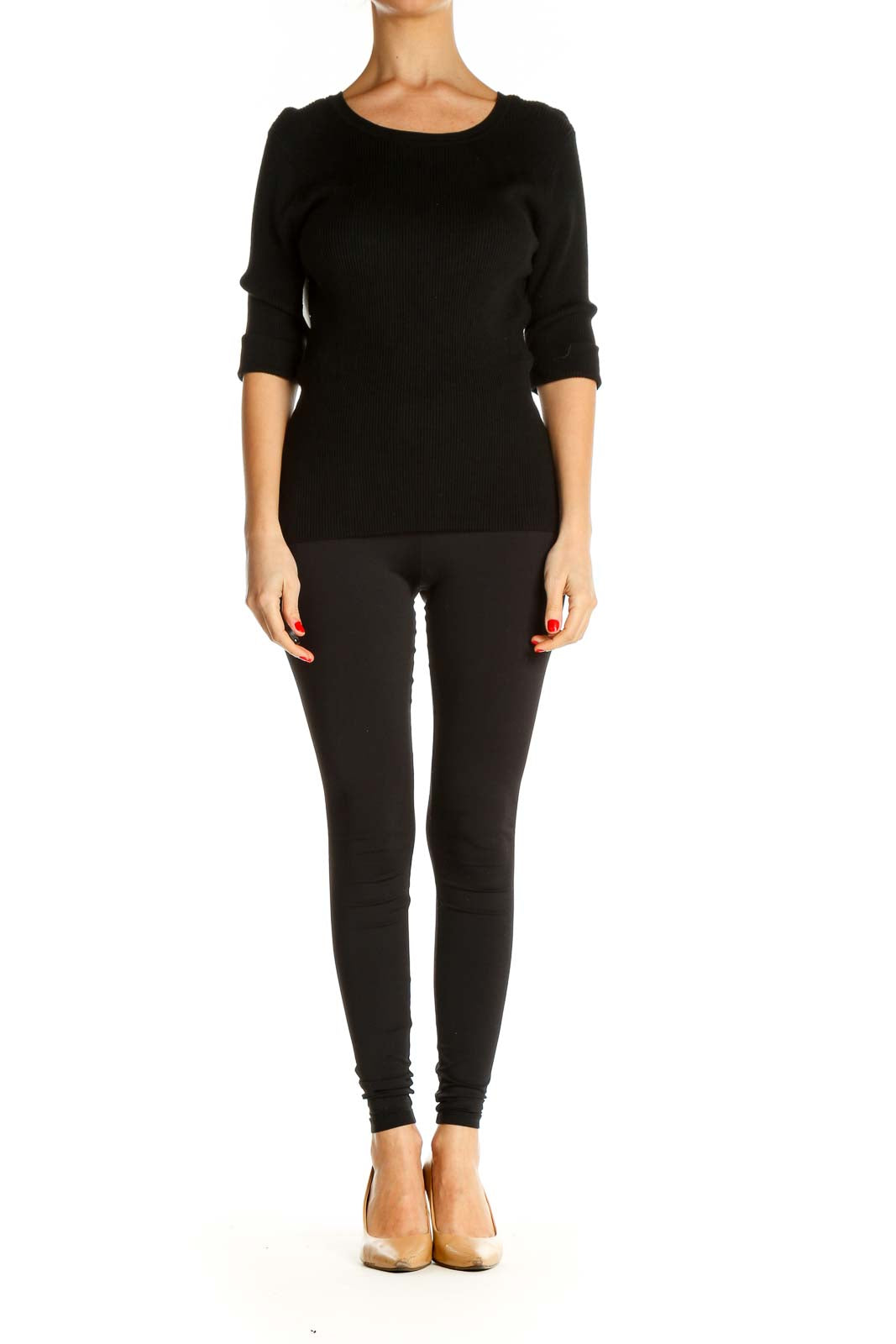 Black Solid All Day Wear Sweater