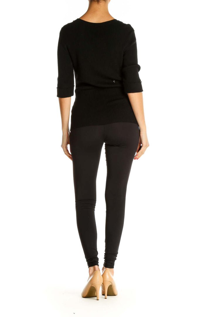 Black Solid All Day Wear Sweater