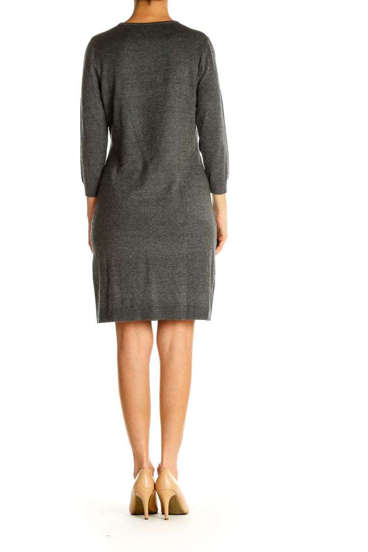 Gray Textured Classic Sheath Dress