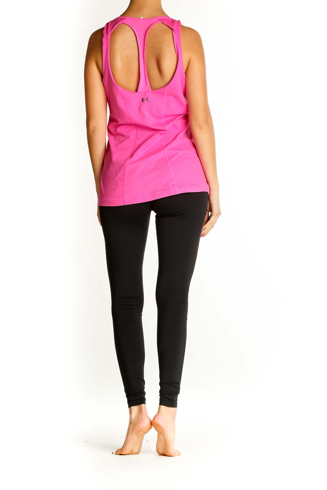 Pink Solid Casual Tank Top