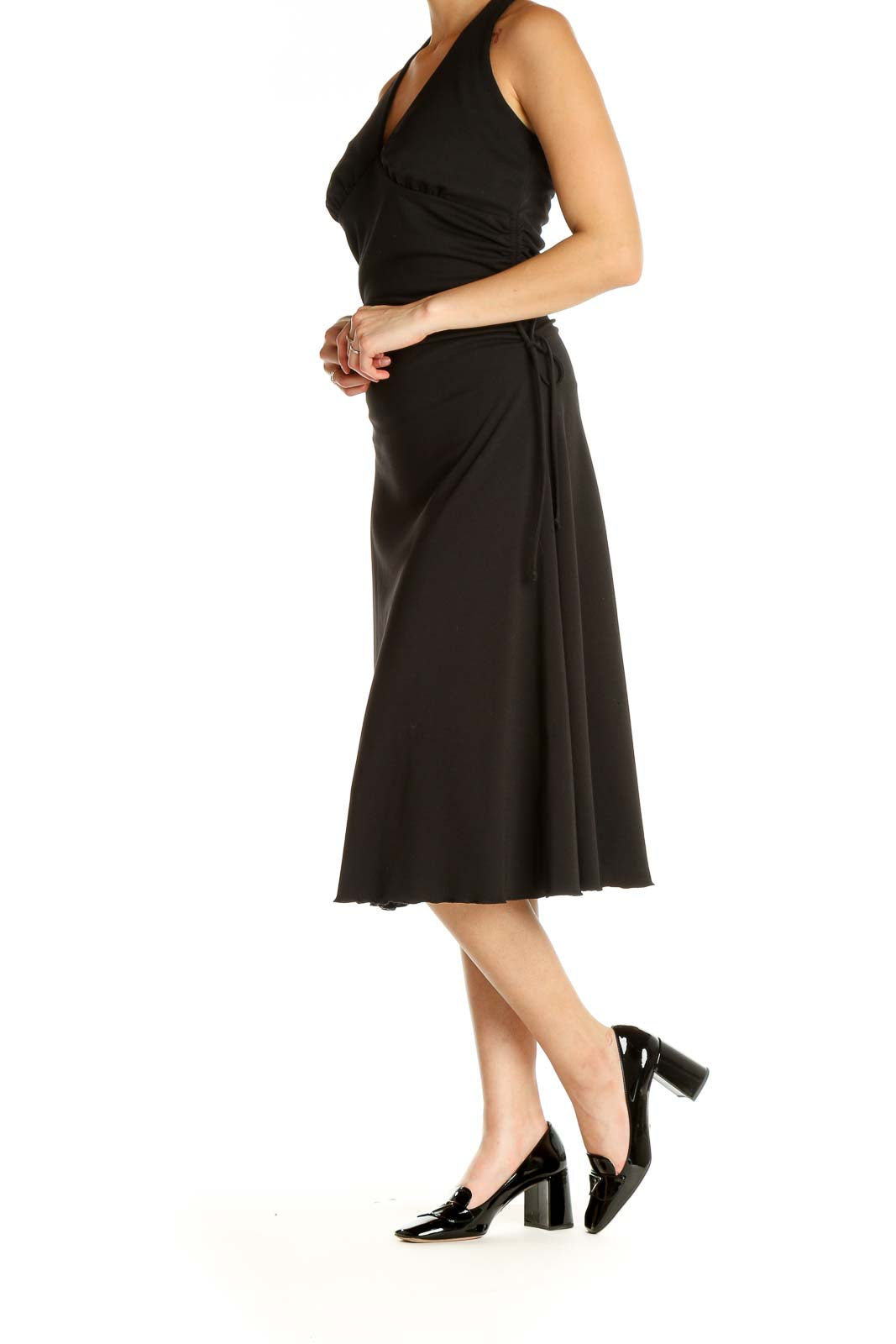 Black Solid Classic A-Line Dress