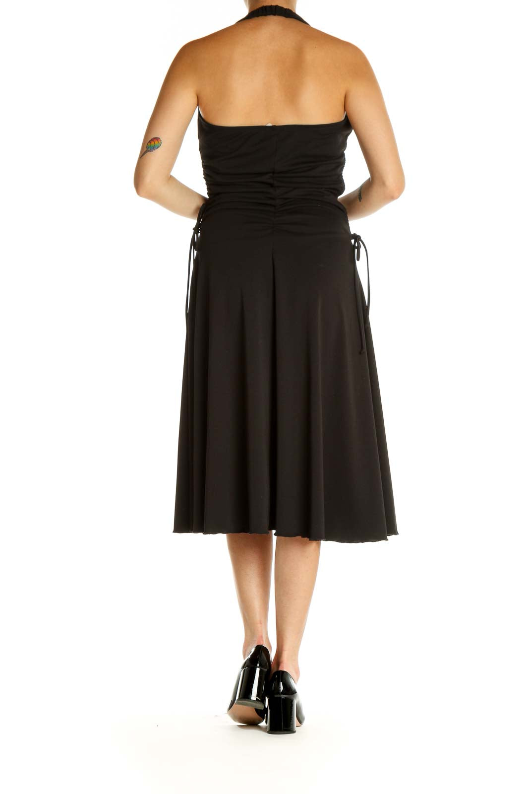 Black Solid Classic A-Line Dress