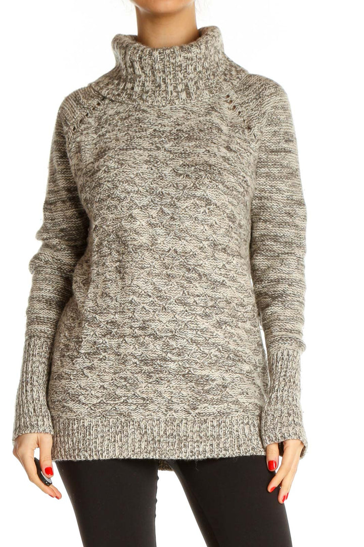 Beige Textured All Day Wear Sweater