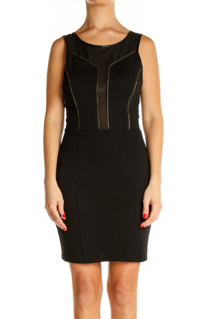 Black Textured Work Sheath Dress