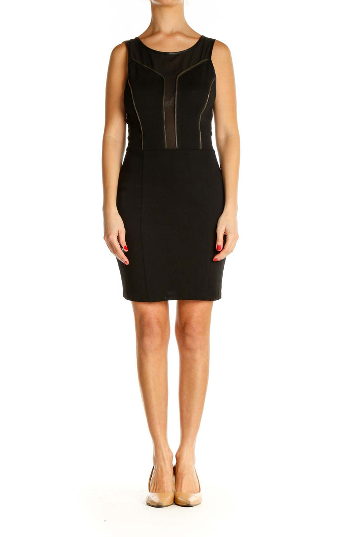 Black Textured Work Sheath Dress