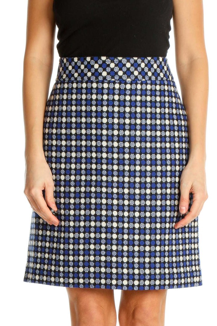 Blue Printed Brunch A-Line Skirt