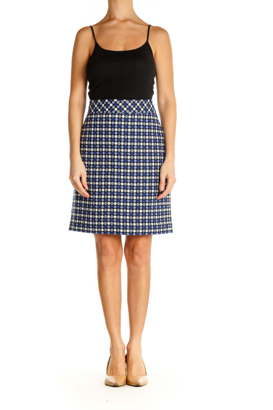 Blue Printed Brunch A-Line Skirt