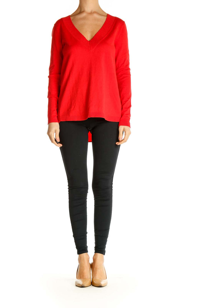 Red Solid Classic Sweater