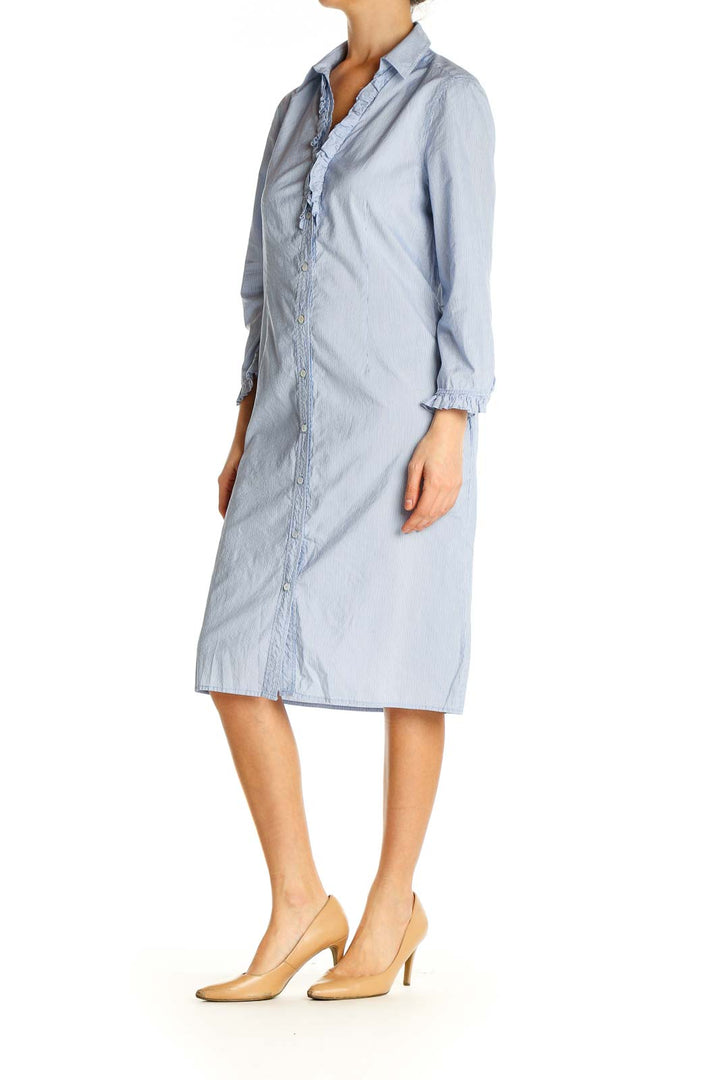 Blue Solid Day Shift Dress