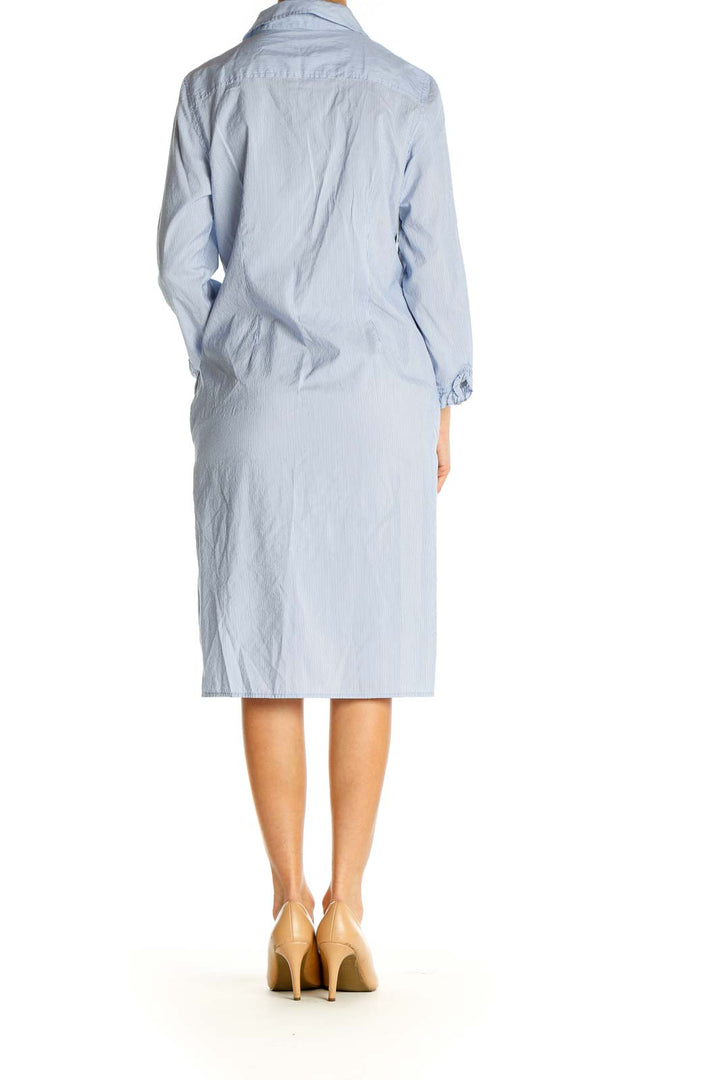 Blue Solid Day Shift Dress