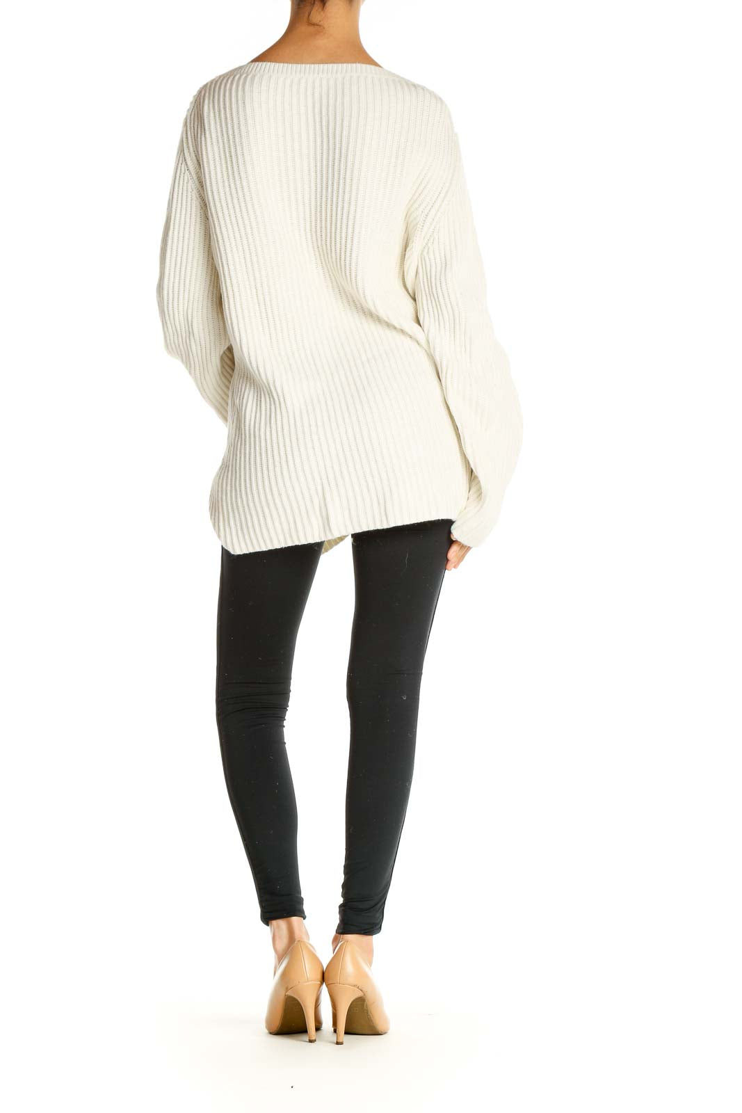 Beige Textured Retro Sweater