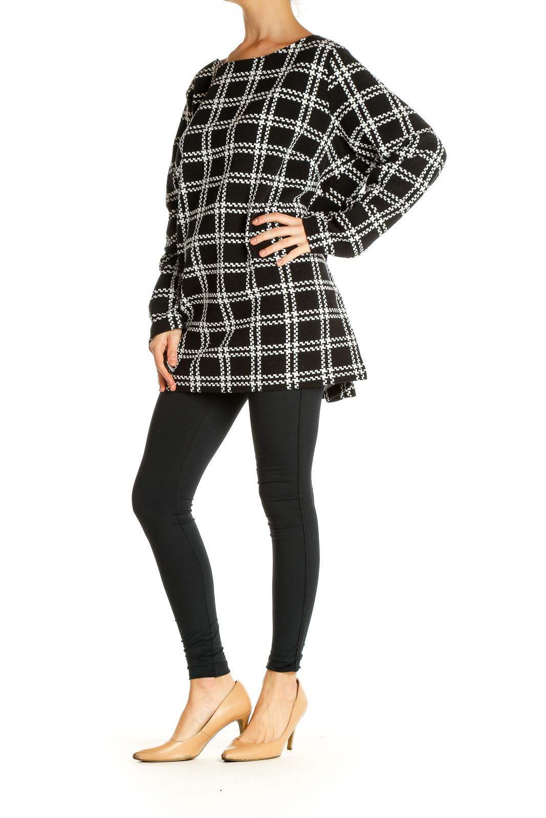 Black Checkered All Day Wear Blouse