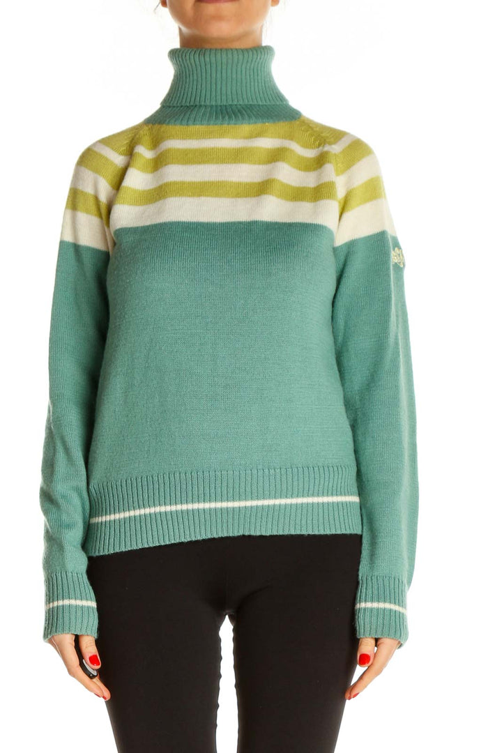 Green Striped All Day Wear Sweater