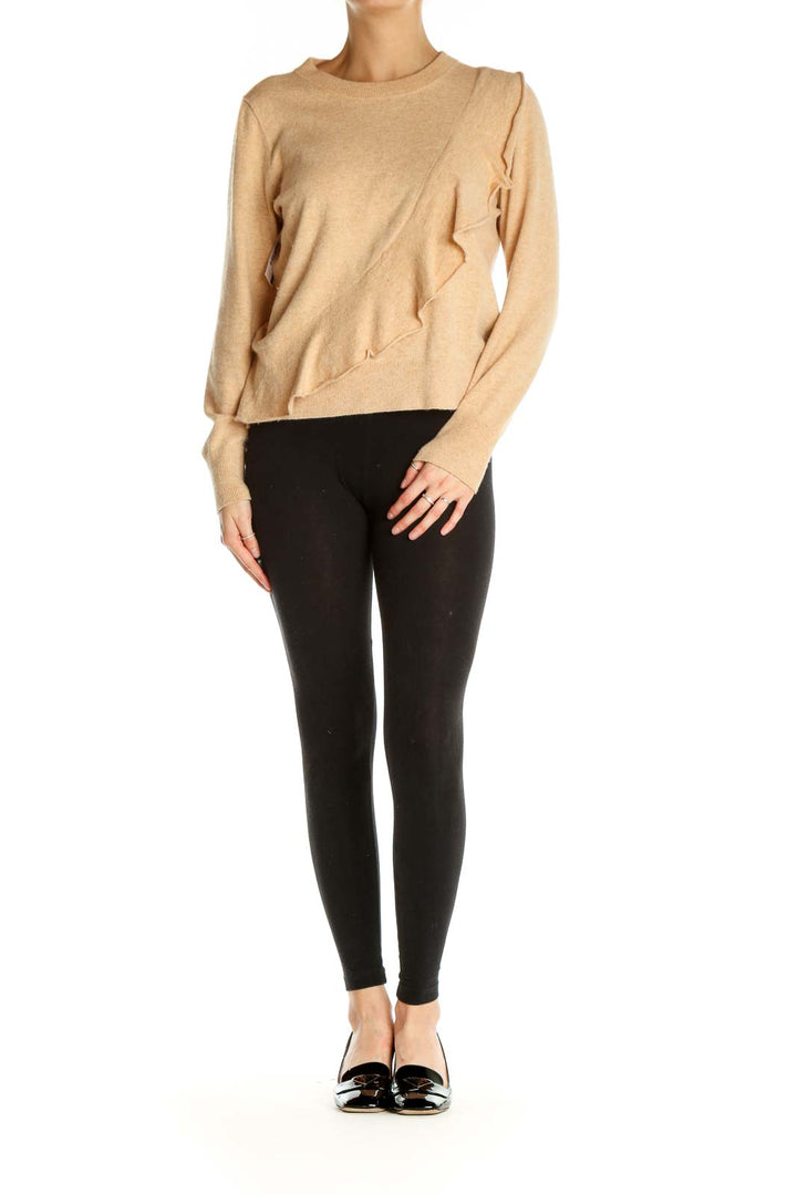 Beige Solid All Day Wear Sweater