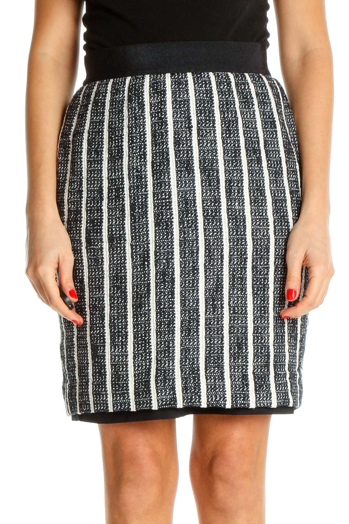 Black Textured Chic Pencil Skirt