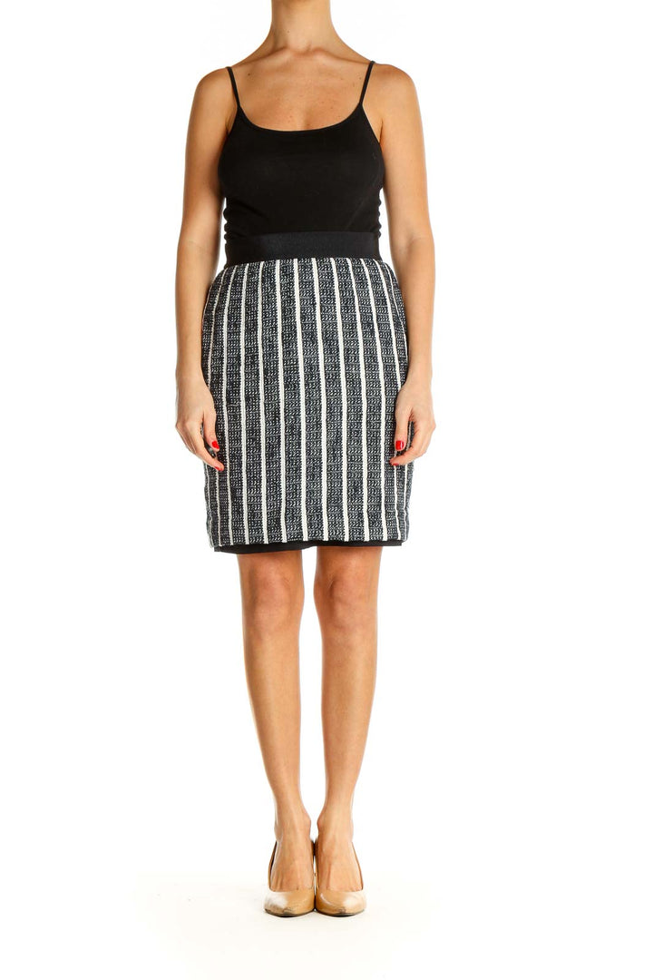 Black Textured Chic Pencil Skirt