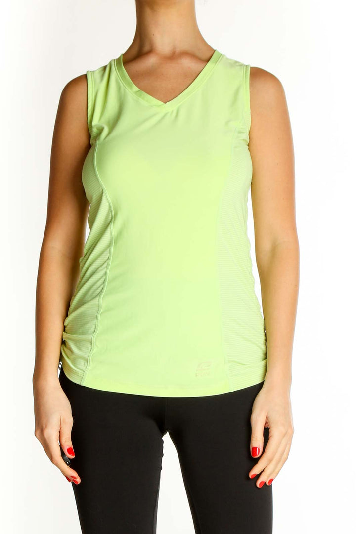 Green Solid Casual Tank Top