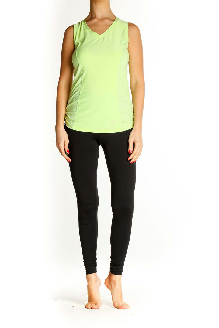 Green Solid Casual Tank Top