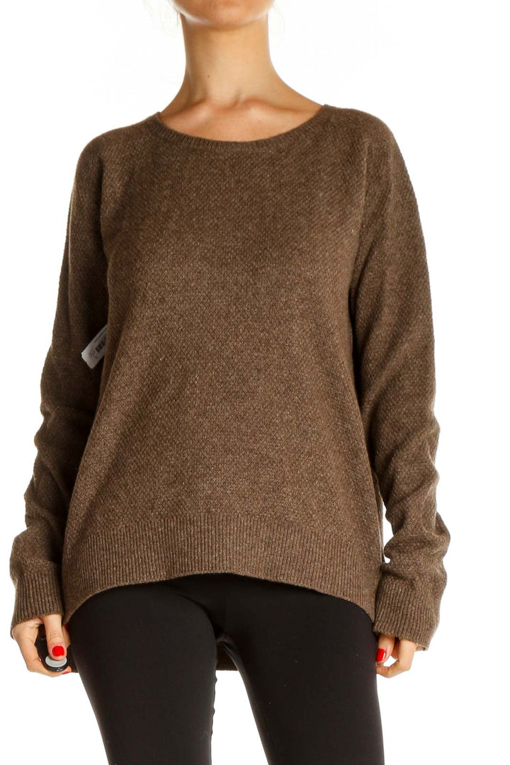 Brown Textured All Day Wear Sweater