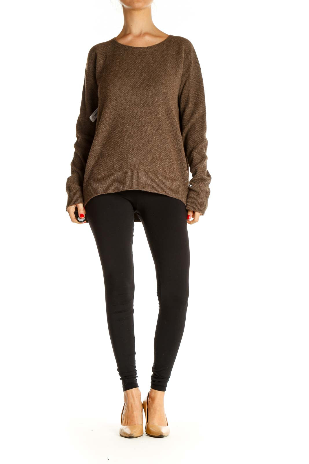 Brown Textured All Day Wear Sweater