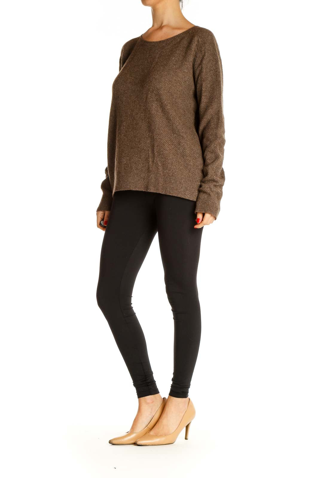 Brown Textured All Day Wear Sweater