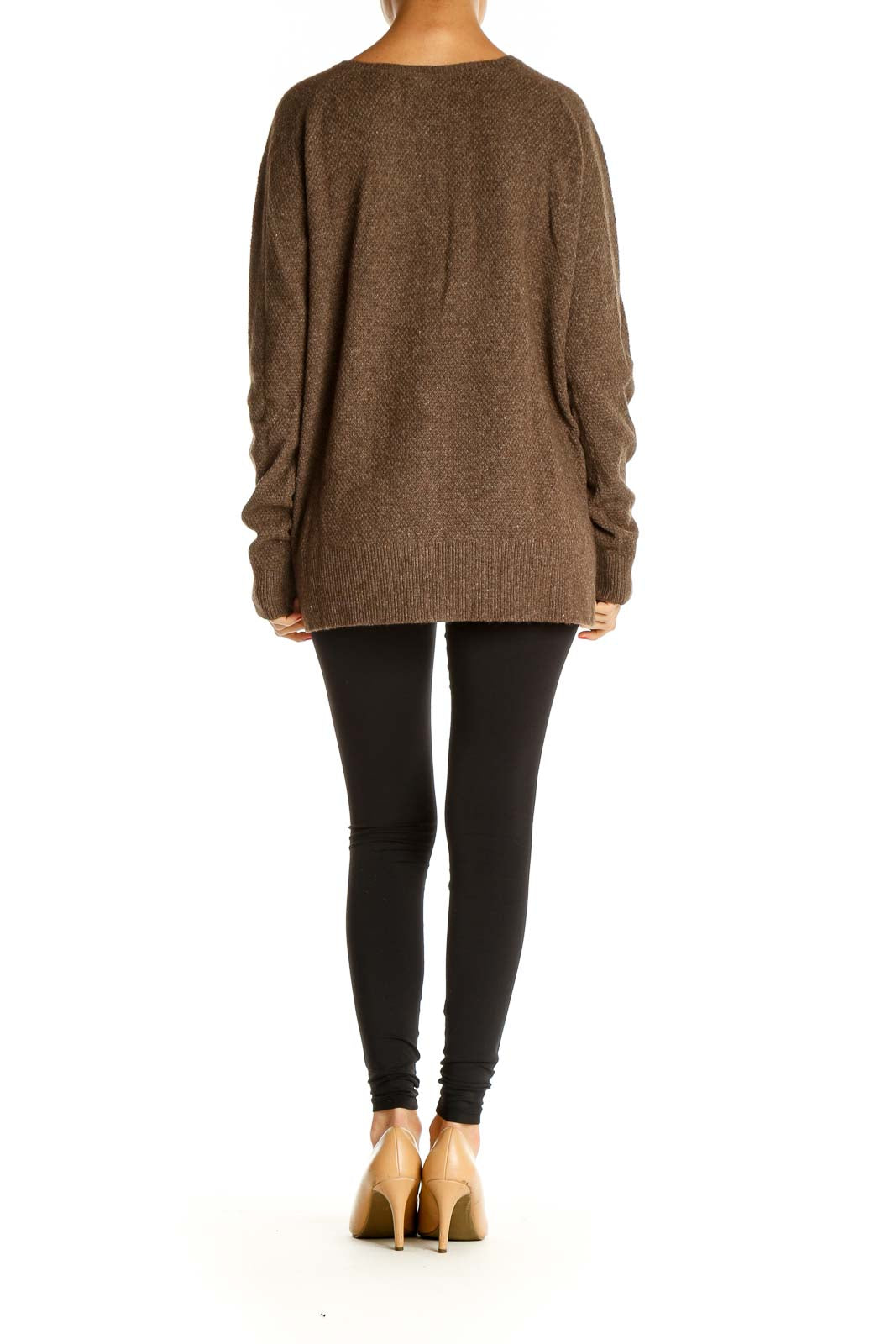 Brown Textured All Day Wear Sweater