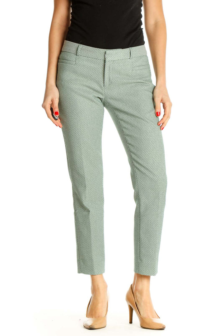 Green Textured All Day Wear Trousers