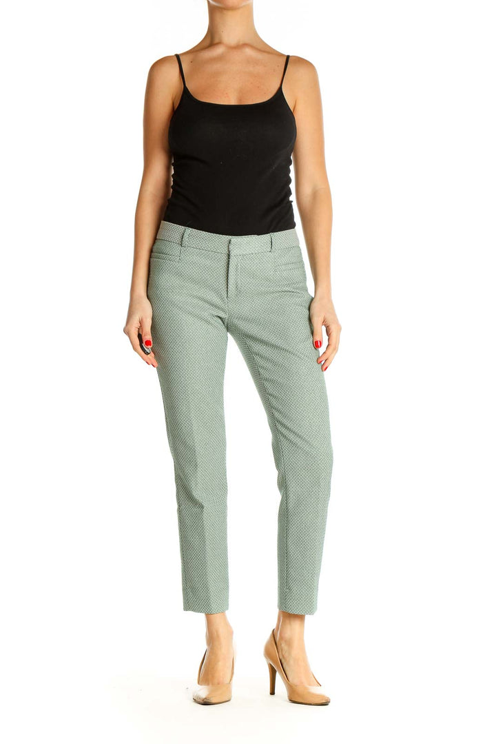 Green Textured All Day Wear Trousers