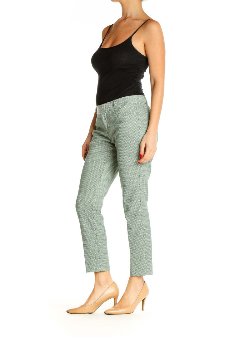 Green Textured All Day Wear Trousers