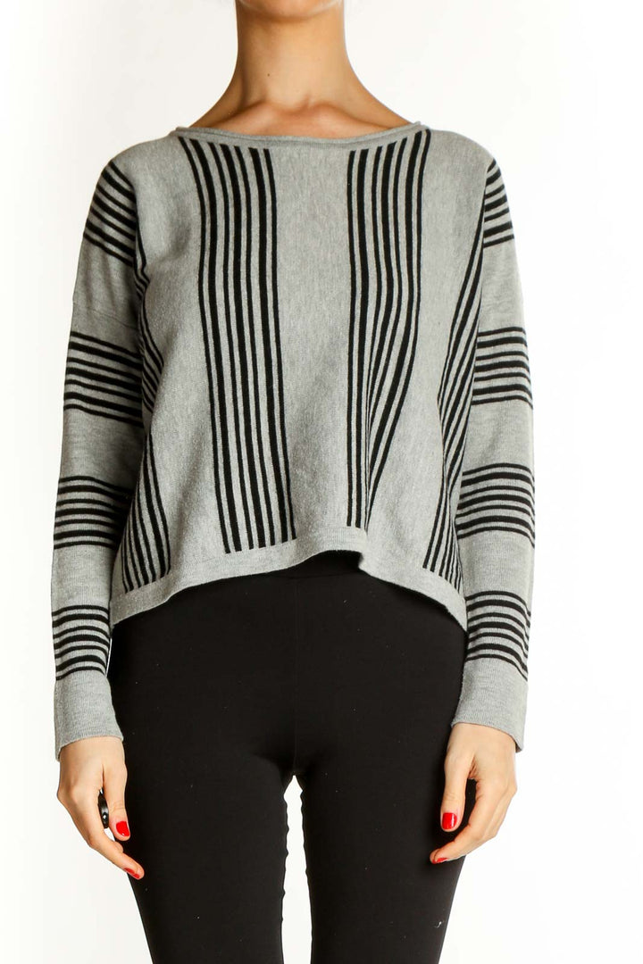 Gray Striped All Day Wear Sweater