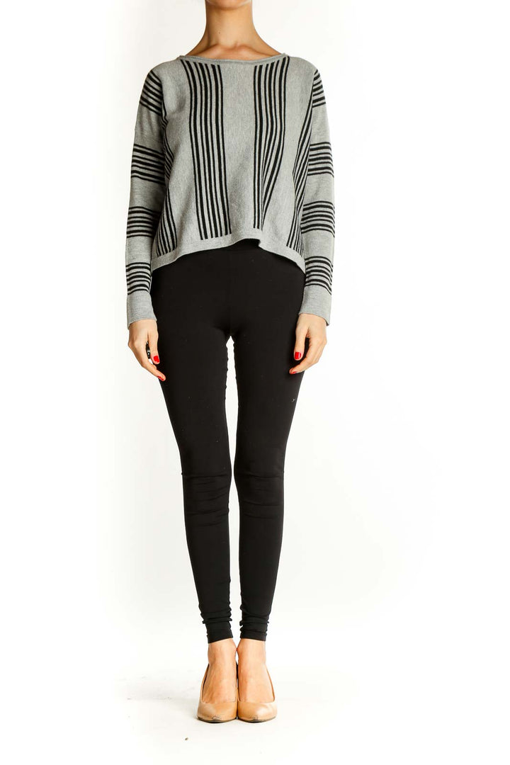 Gray Striped All Day Wear Sweater