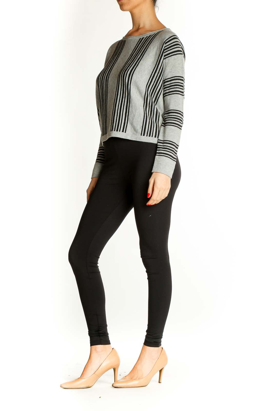 Gray Striped All Day Wear Sweater