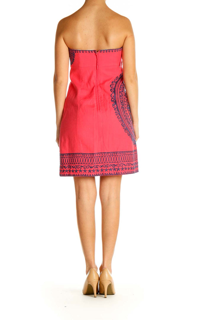 Pink Printed Holiday Sheath Dress