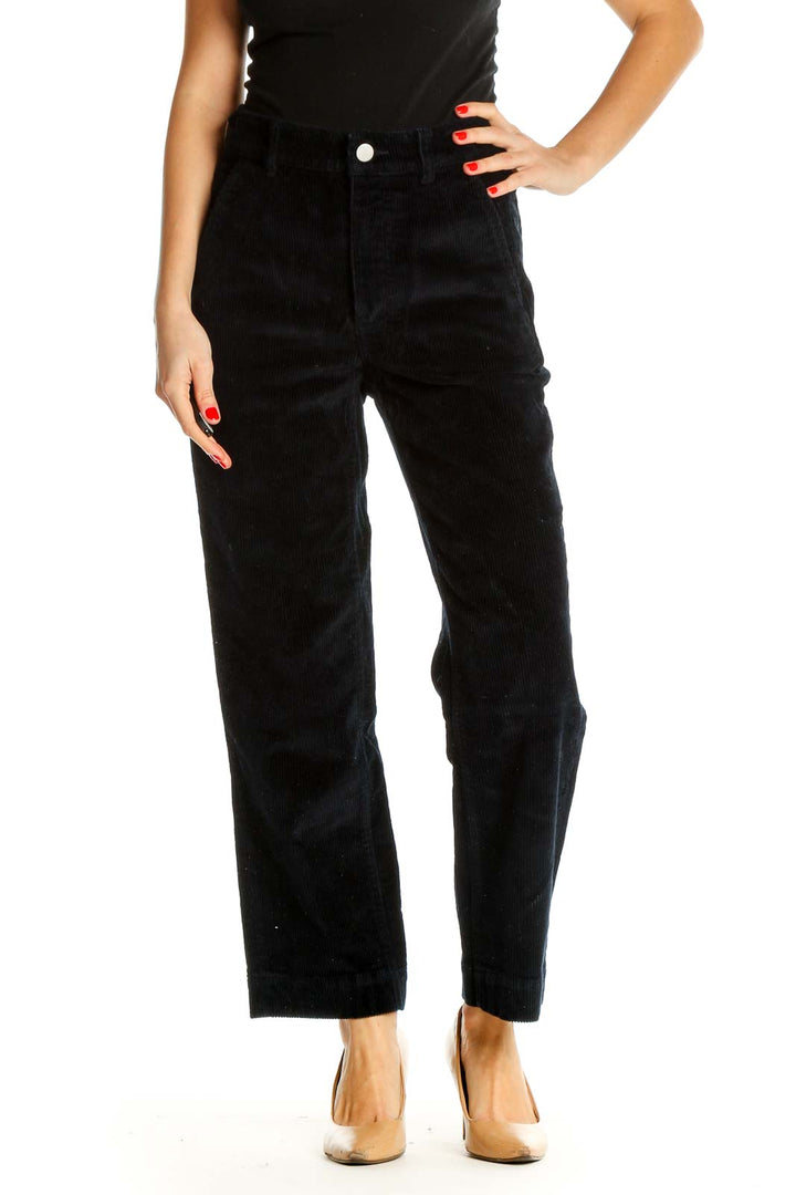 Black Textured All Day Wear Trousers