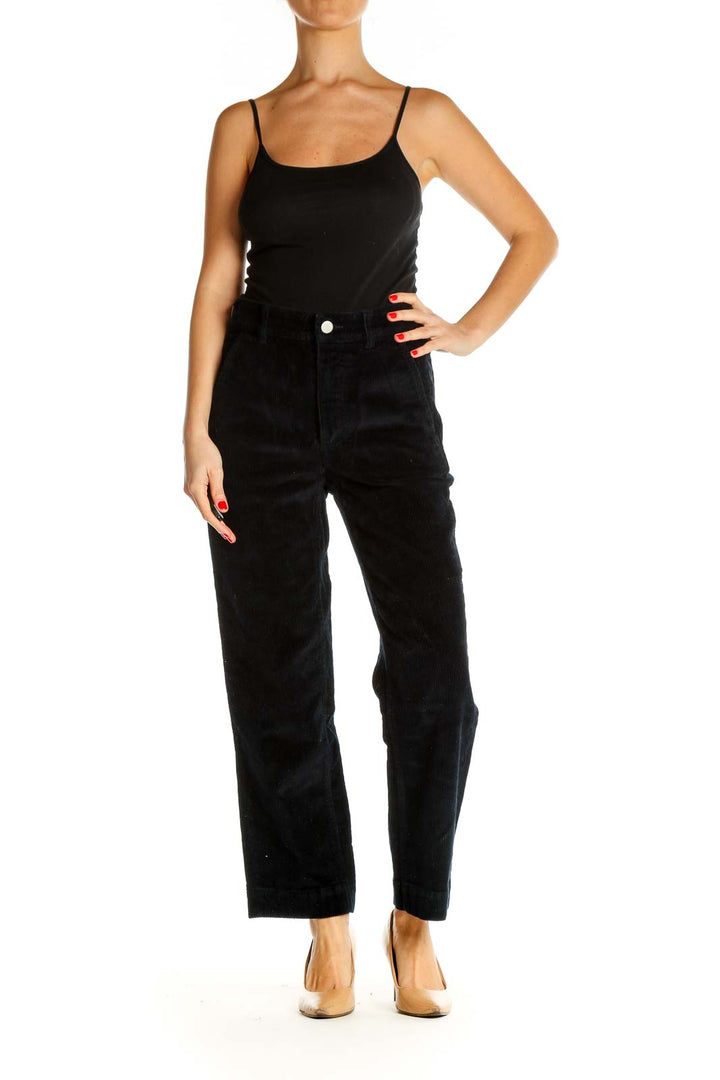 Black Textured All Day Wear Trousers