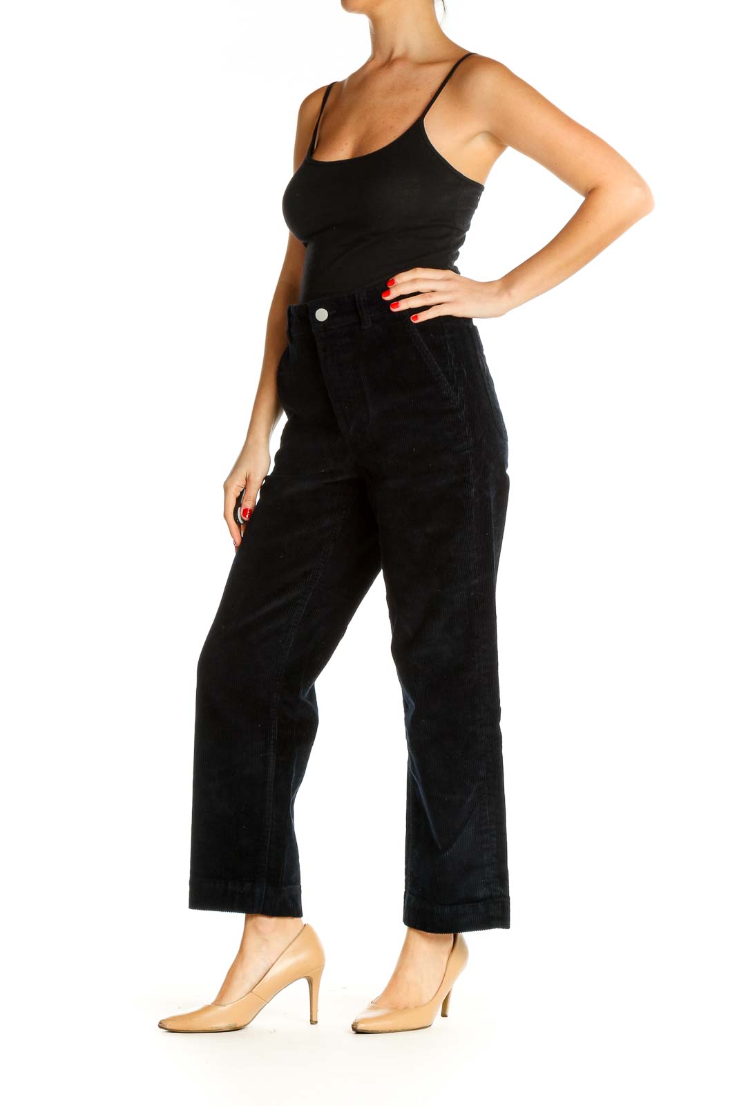 Black Textured All Day Wear Trousers