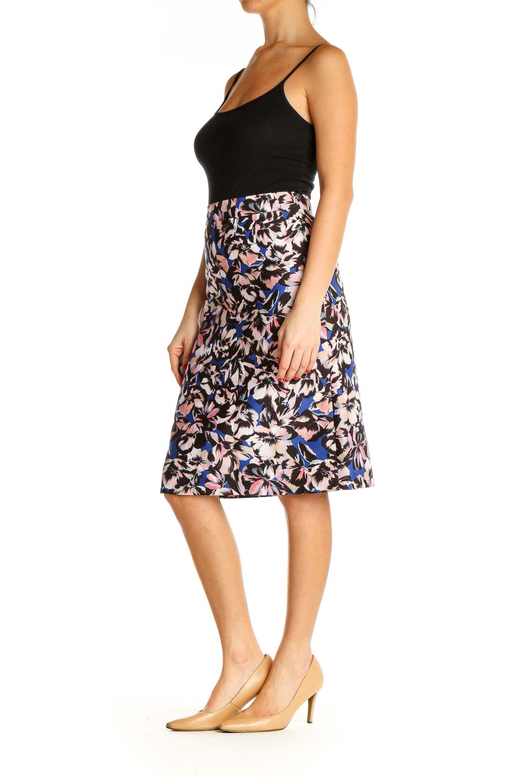 Brown Floral Print Brunch A-Line Skirt