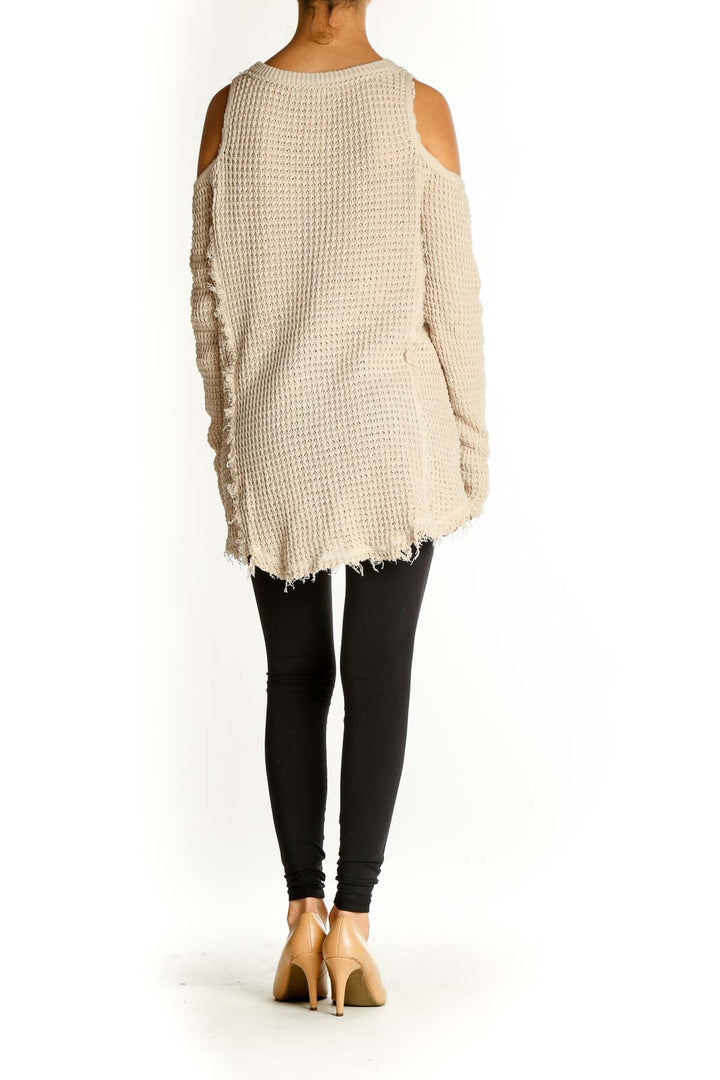 Beige Textured All Day Wear Sweater