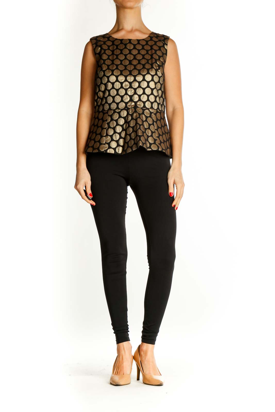 Brown Polka Dot Casual Blouse