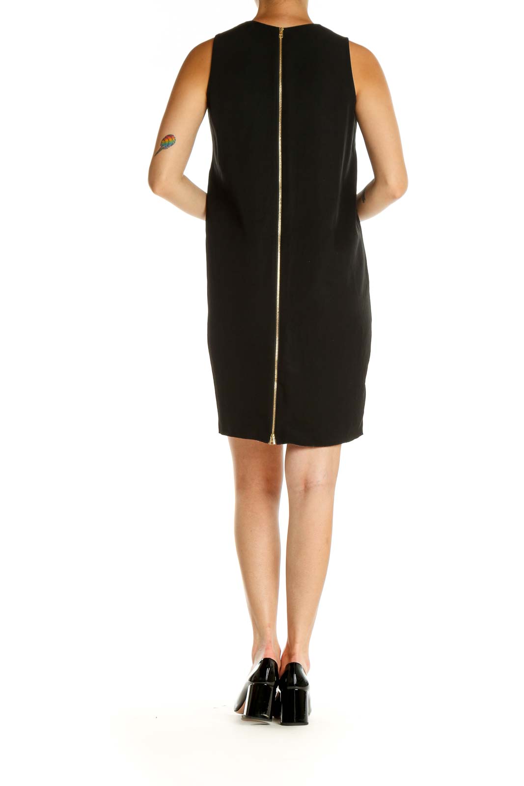 Black Solid Classic Sheath Dress