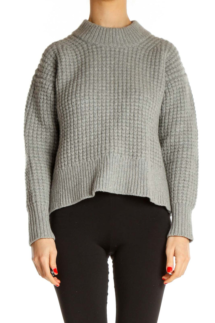 Gray Textured All Day Wear Sweater