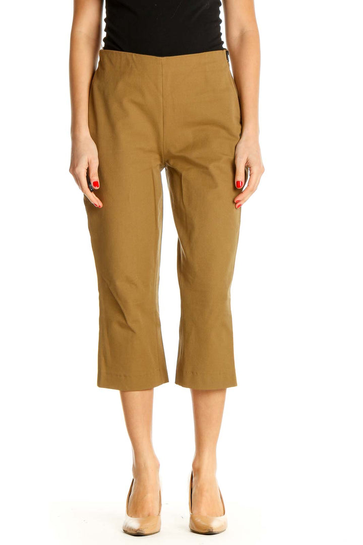 Brown Solid All Day Wear Capri Pants